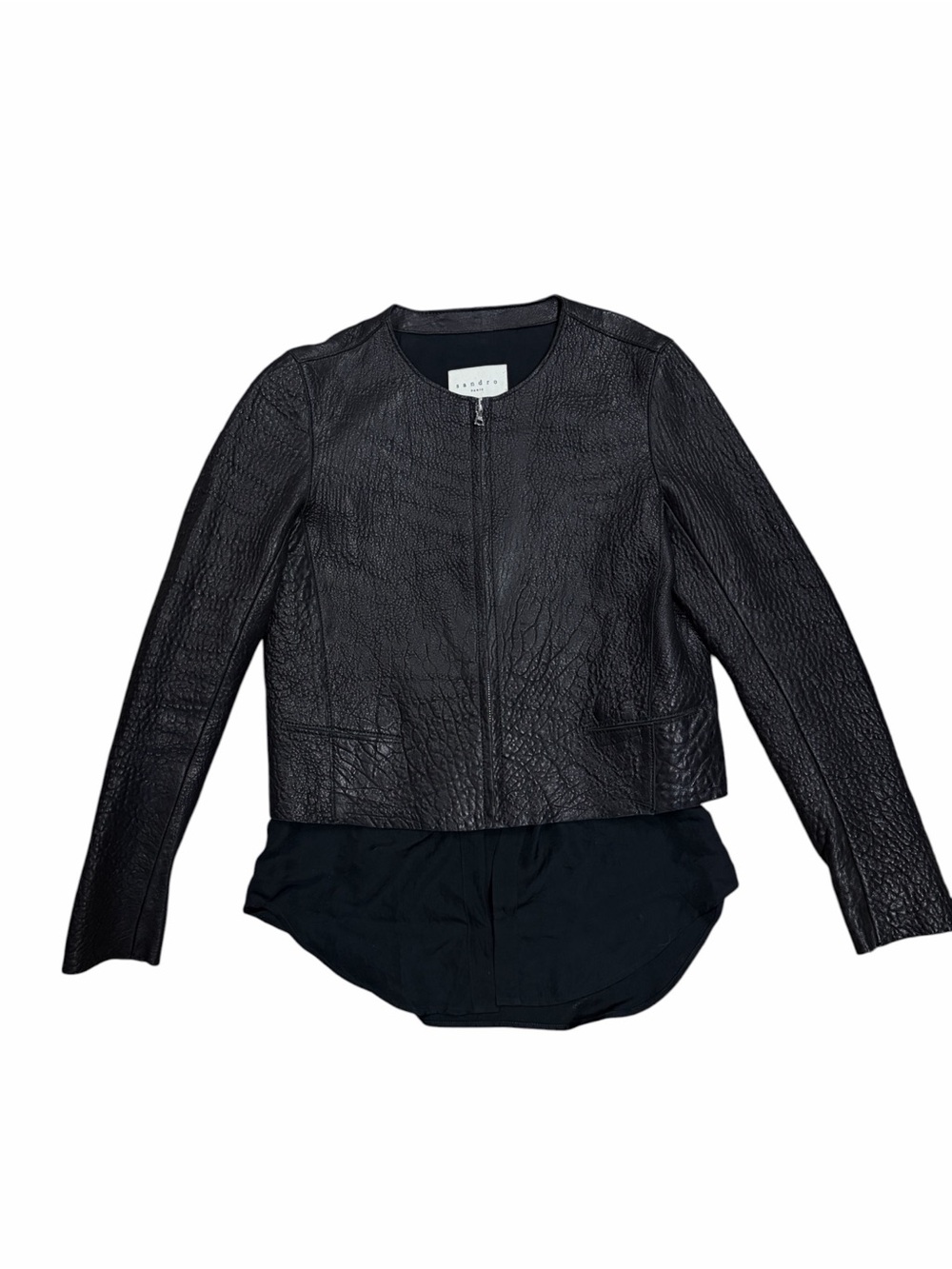 Sandro Paris Black Lamb Leather Cropped Jacket‎ - Size 1 US 4 - Picture 2 of 8